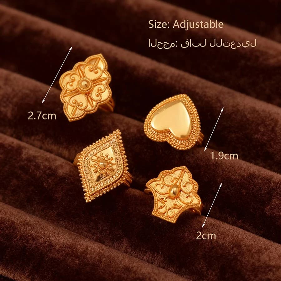 Anello regolabile in rame placcato oro da 1 pezzo Anello da donna in stile arabo mediorientale Regalo per festival di nozze Adatto per l'uso quotidiano