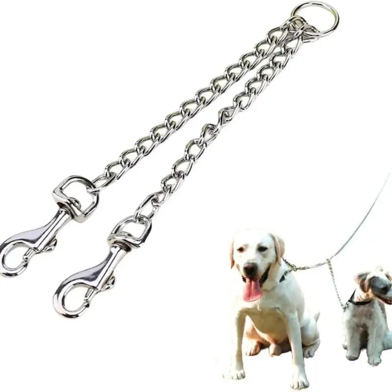 Guinzaglio Doppio per Cani in Acciaio Inossidabile | Catena di sicurezza 2 in 1 per due cani (40/50/60/70cm) per passeggiate
