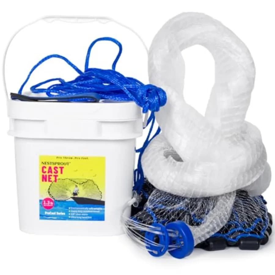 Rete da pesca da lancio da 1,3 libbre/piede con pesi in piombo ecologici, maglia da 3/8 di pollice, reti da lancio per acqua dolce e salata, /6/// C