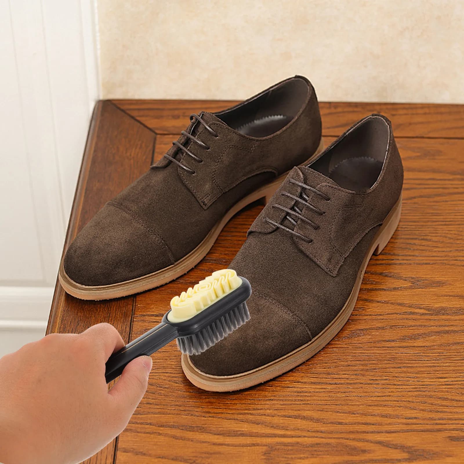 Ergonomic Soft Bristle Scrub Brush for Shoes Cleaning Clothes Stains Bathroom Surfaces Tile Porcelain Bathtub Sink Toilet