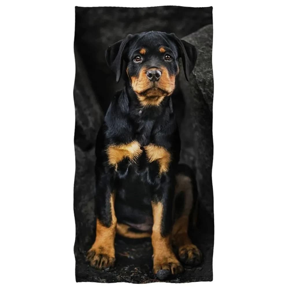 Asciugamano da spiaggia per cani da compagnia Rottweiler Design asciugamano resistente alla sabbia microfibra coperta da nuoto ad asciugatura rapida tappetino da palestra per Yoga animale donna uomo