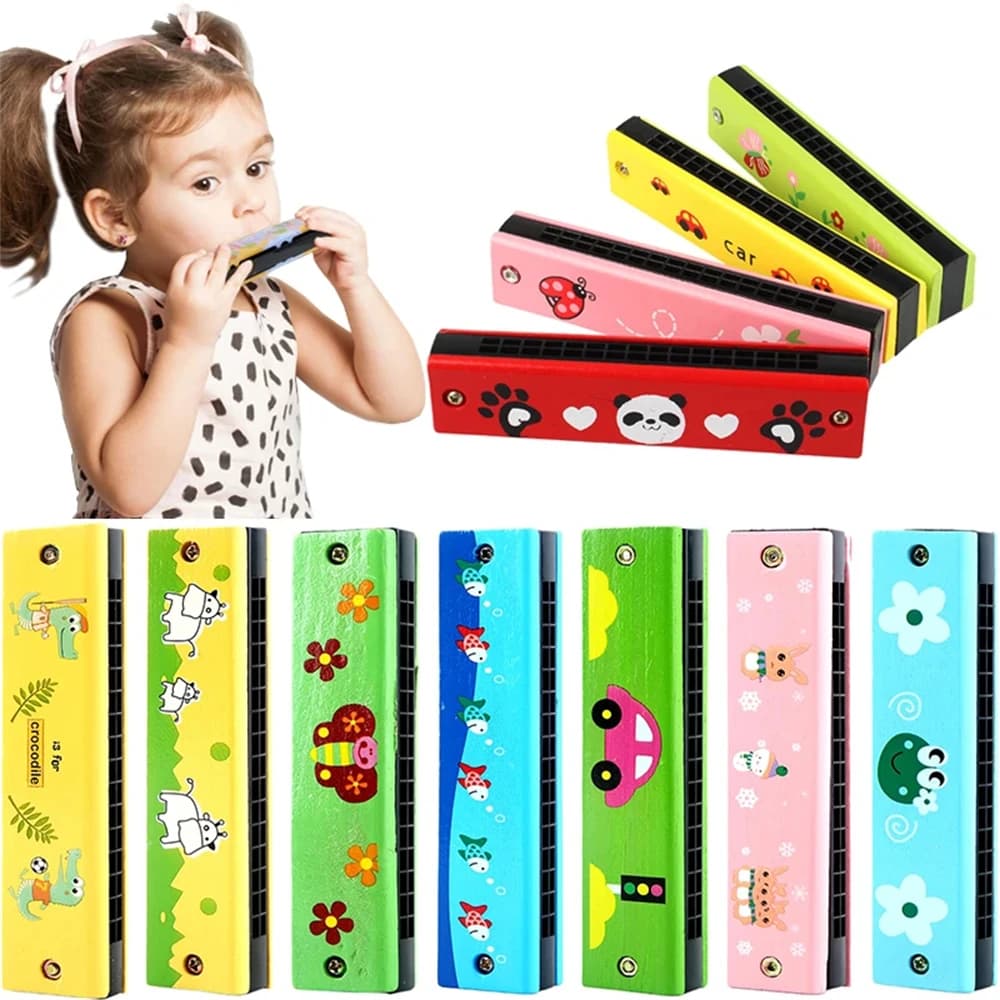 Giocattolo musicale educativo armonica in legno creativo per bambini per principianti della scuola materna