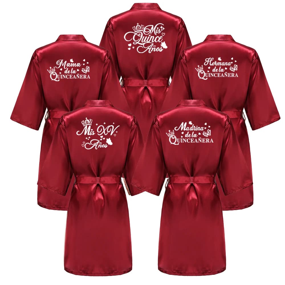 Mis15 years old Robe 15 years old Girl Birthday party Views Quinceanera Robe Mis XV Bathrobe Nightgown silky