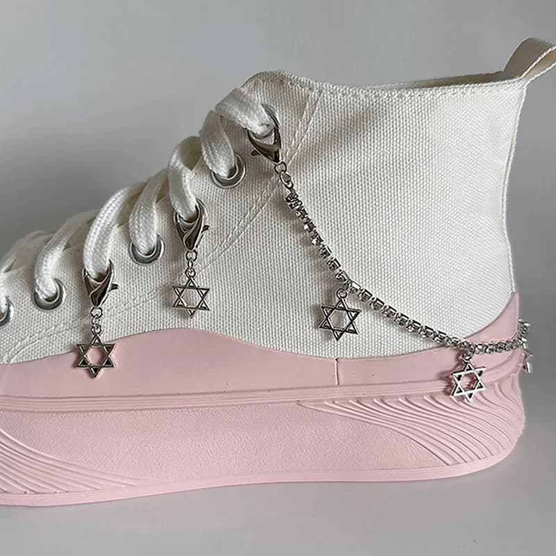 1PCS Charm Tassel Heart Pendant Boot Shoe Chain Sneakers Jewelry For Women Unisex Trendy Sports Shoes Chain Party Jewelry Gift