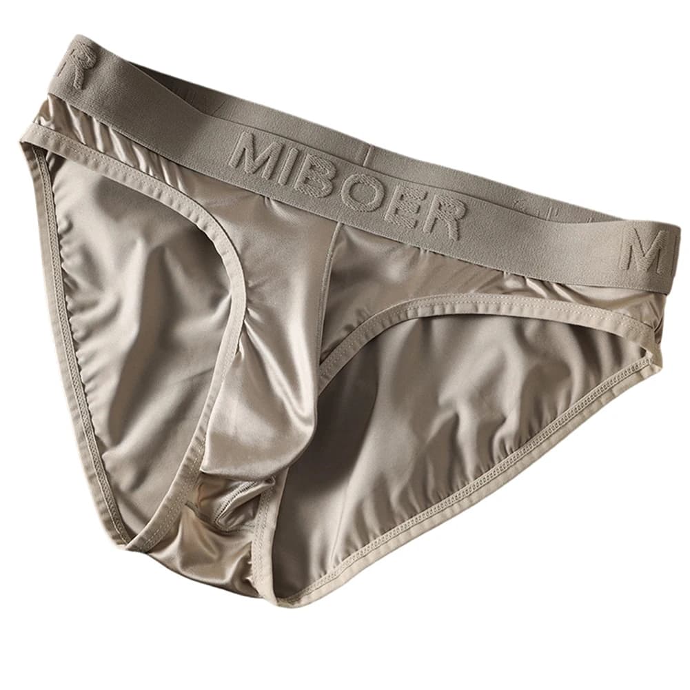 Slip da Uomo in Seta Ghiaccio Effetto Raso, con Tasca Frontale, Liscio, Tinta Unita, Morbido, Lingerie Molto Seducente, Abbigliamento Maschile