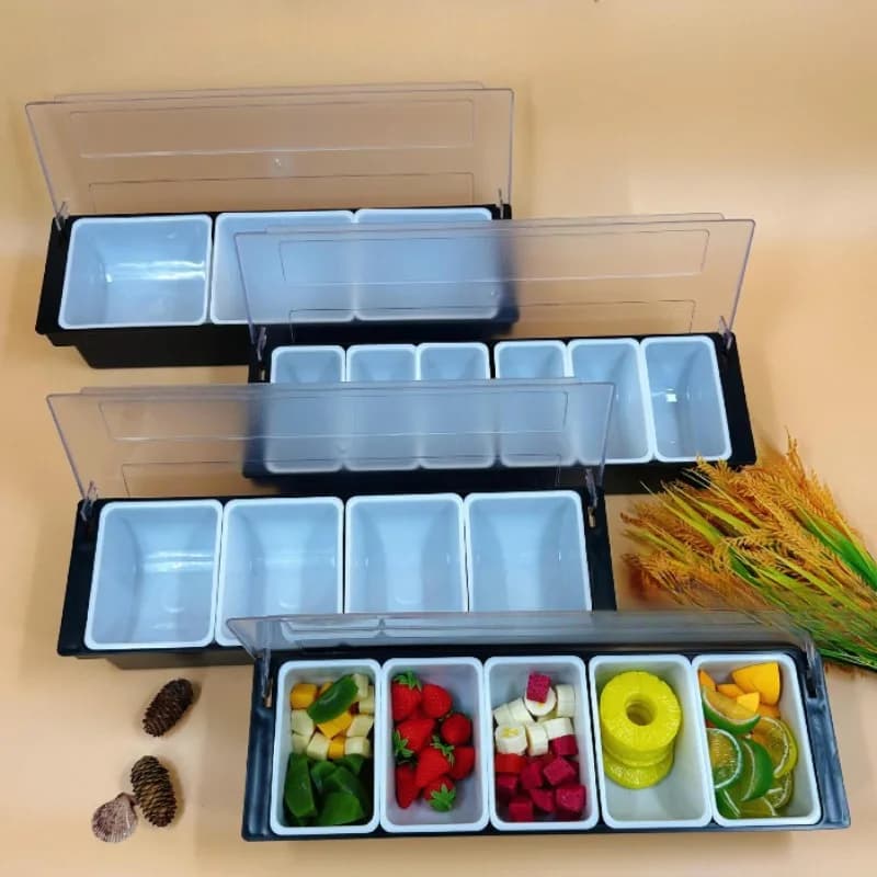 Bar Counter Fruit Box Categorized Storage Box Fridge-Safe Food-Grade PP Container for Kitchen Bar or Storage Use