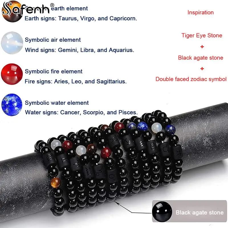 12 bracciale costellazione Homme braccialetti zodiacali braccialetto elastico creativo con perline per donna uomo amicizia coppia gioielli regali