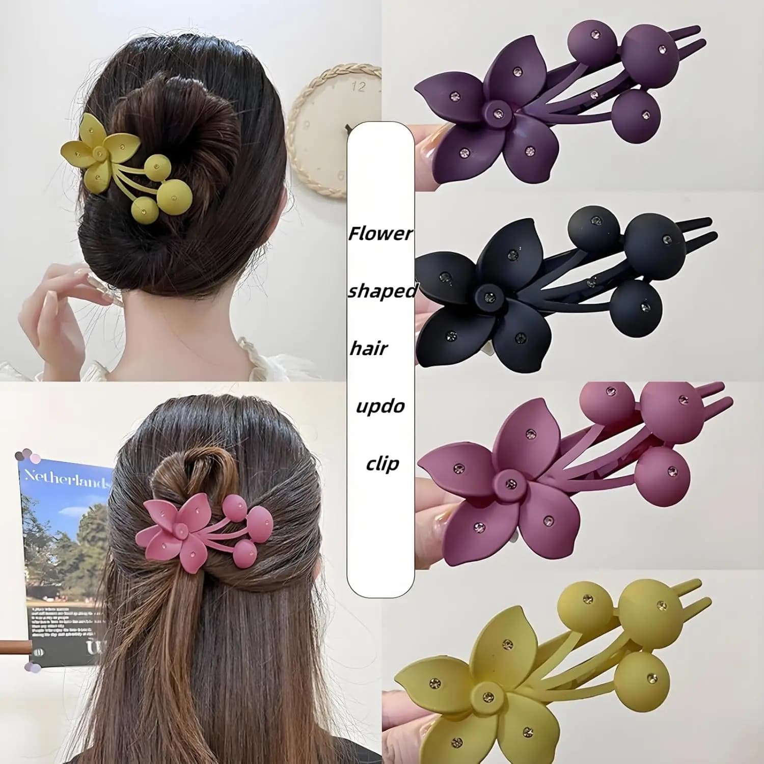 1/3 pezzi Pezzi Fermaglio per capelli fiore Antiscivolo Fiore opaco Donna Grande artiglio Clip Hawaii Fermaglio per capelli Power styling spiaggia artiglio per capelli