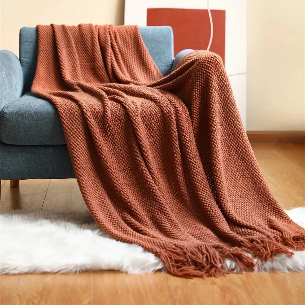 Coperte calde e Plaid letto TowelBrand divano a forma di Plaid coperta morbida coperta con nappe lavorate a maglia addensate coperta per pisolino da ufficio Jacquard