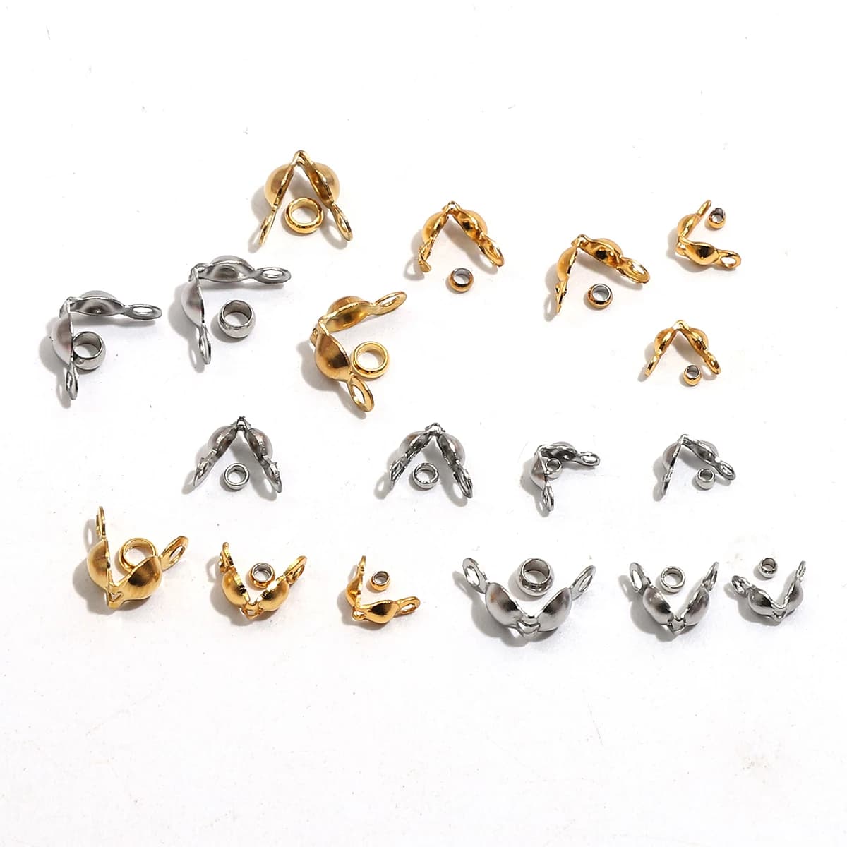 100 pcs/lot Stainless Steel Plated Gold Connector Closing Crimp End Beads For Bracelet Necklace Chains FAI Jewels For You Who Make Supplies