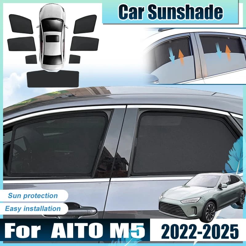 Accessori per AITO M5 2025 2022 2023 2024, Parasole per Finestrini Auto, Coperture a Rete, Protezione UV, Schermo Anti-UV
