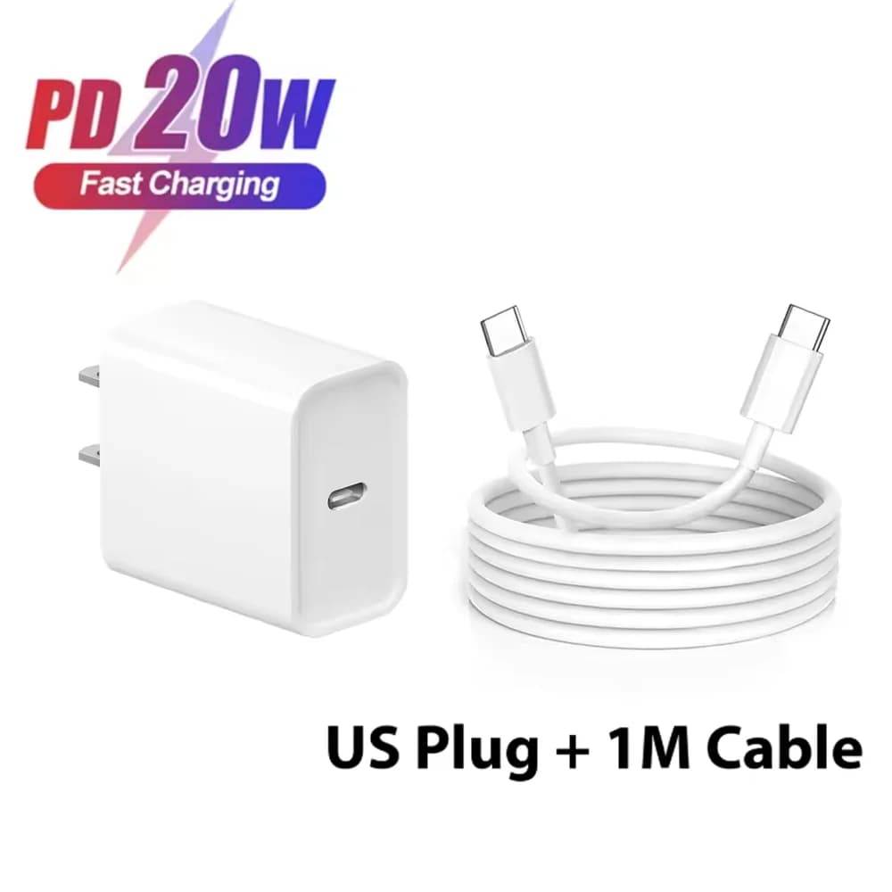 PD 20W Charger with USB C Fast Charging Cable For iPhone 17 16 15 Pro Max Air Mini Type C Data line Quick Phone Charger