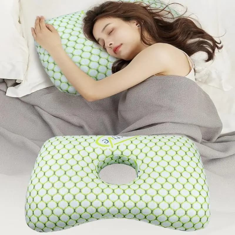 Cuscino per piercing all'orecchio con imbottitura in cotone Cuscino ergonomico traspirante con foro per l'orecchio Cuscino per orecchini comodo e portatile