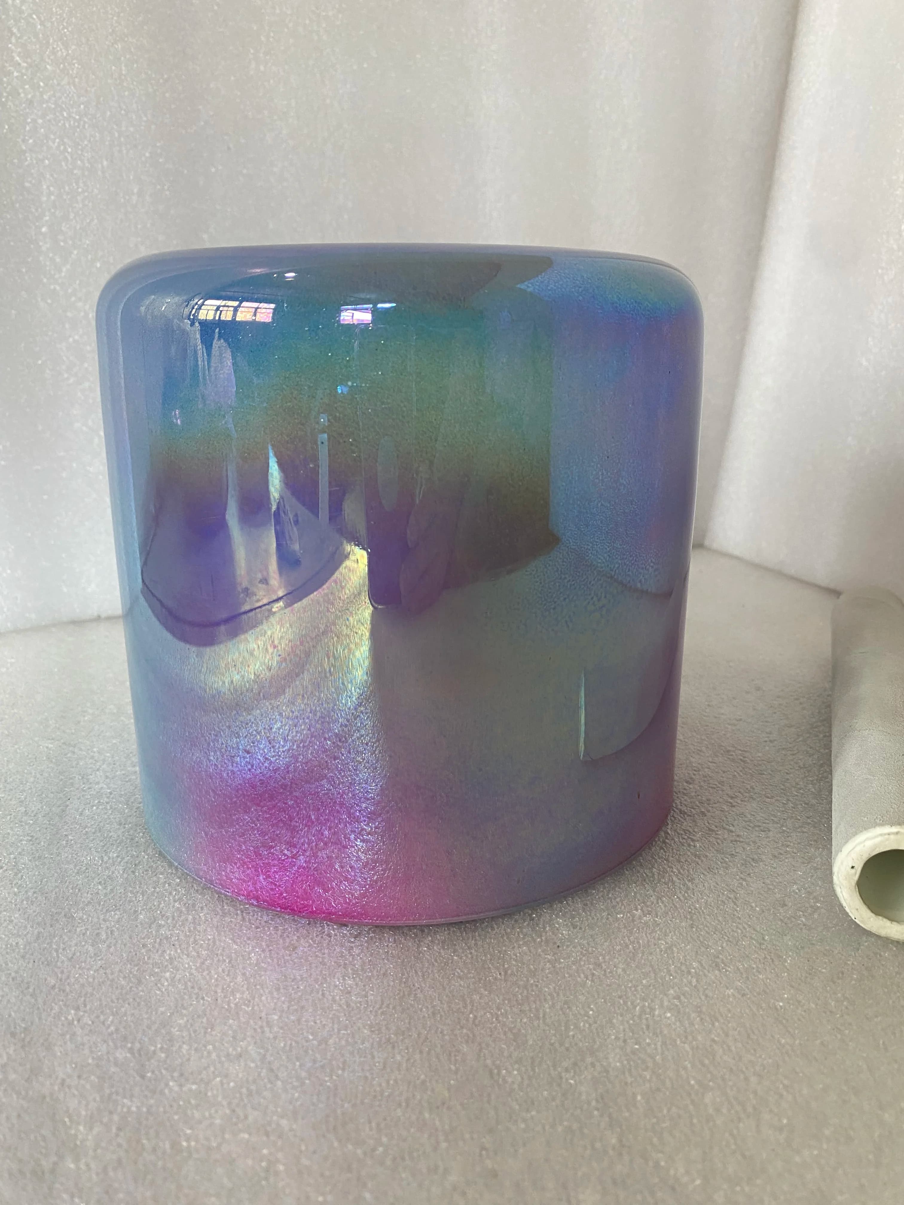 Crystal singing straight wall flat bottom bowl 432Hz 3rd octave F note heart chakra or F# Thymus chakra for sound healing.