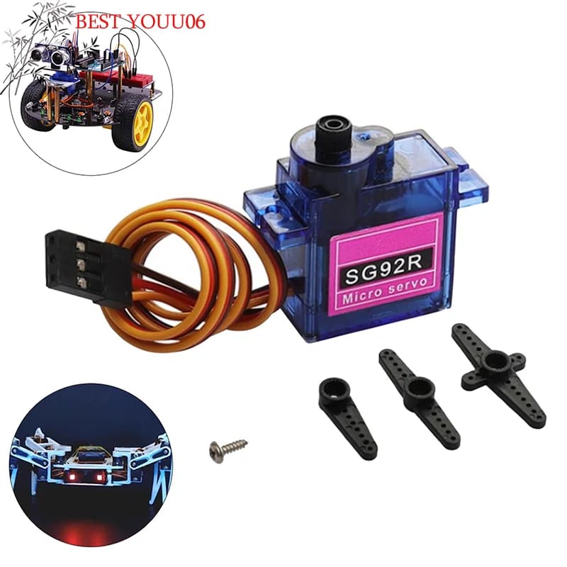 (YOUU06) 1 Set Servo Micro SG92R 2.5KG 9g con Ingranaggi in Nylon e Fibra di Carbonio, Rotazione 180/360 Gradi, Sostituisce SG90 per Modelli RC, Aeromodellismo, Elicotteri
