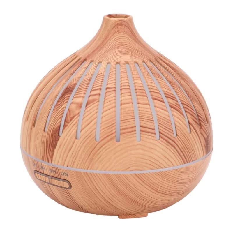 Umidificatore diffusore di oli essenziali con luci colorate, telecomando, timer di spegnimento automatico, venature del legno, silenzioso, 400 ml