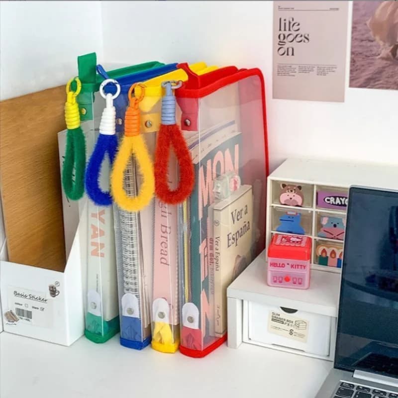 Busta Portadocumenti Trasparente A4 Colorata con Cerniera, Grande Capacità, Stile Ins, Organizer per Documenti, Esami, Libri di Testo per Studenti