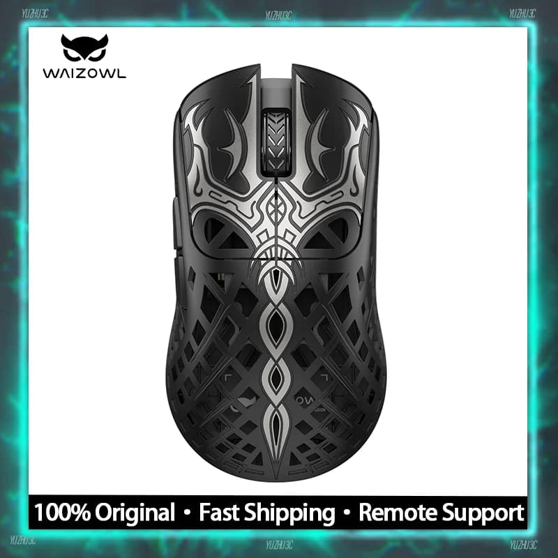 Mouse da Gaming Wireless Waizowl TRIAINA con Sensore PAW3950, Frequenza di Aggiornamento 8K, Chip N54L15, Tracciamento 20000FPS, Latenza Ultra Bassa, Leggero