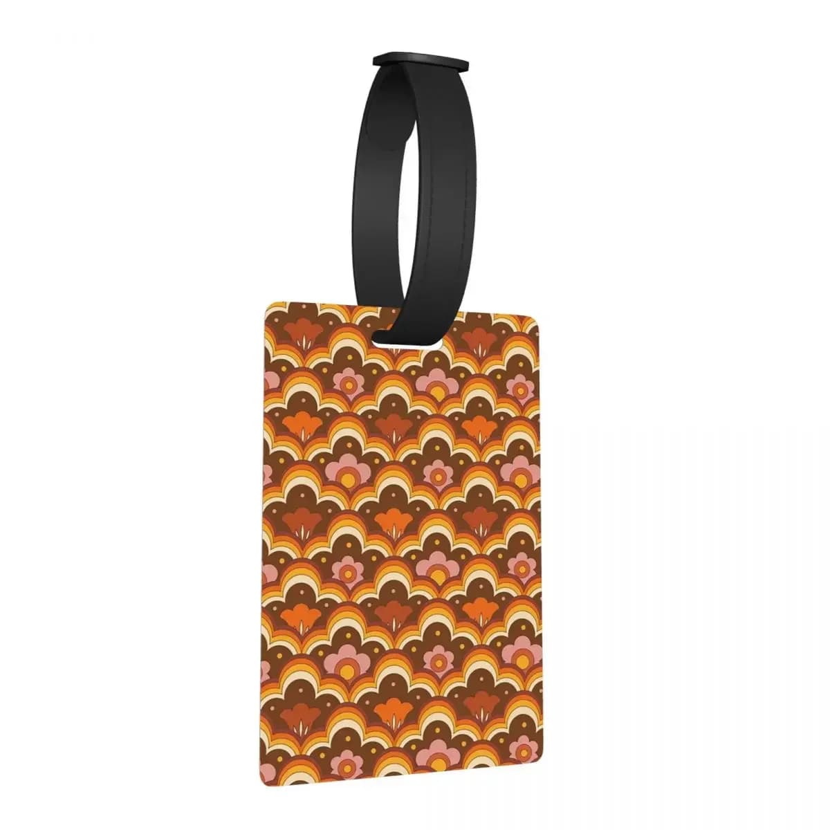 Anni '70 anni '60 Retro Psychedelic Flower Power, Etichette per bagagli con motivo floreale Valigia Bagagli Etichetta d'imbarco Porta etichetta ID Nome Indirizzo