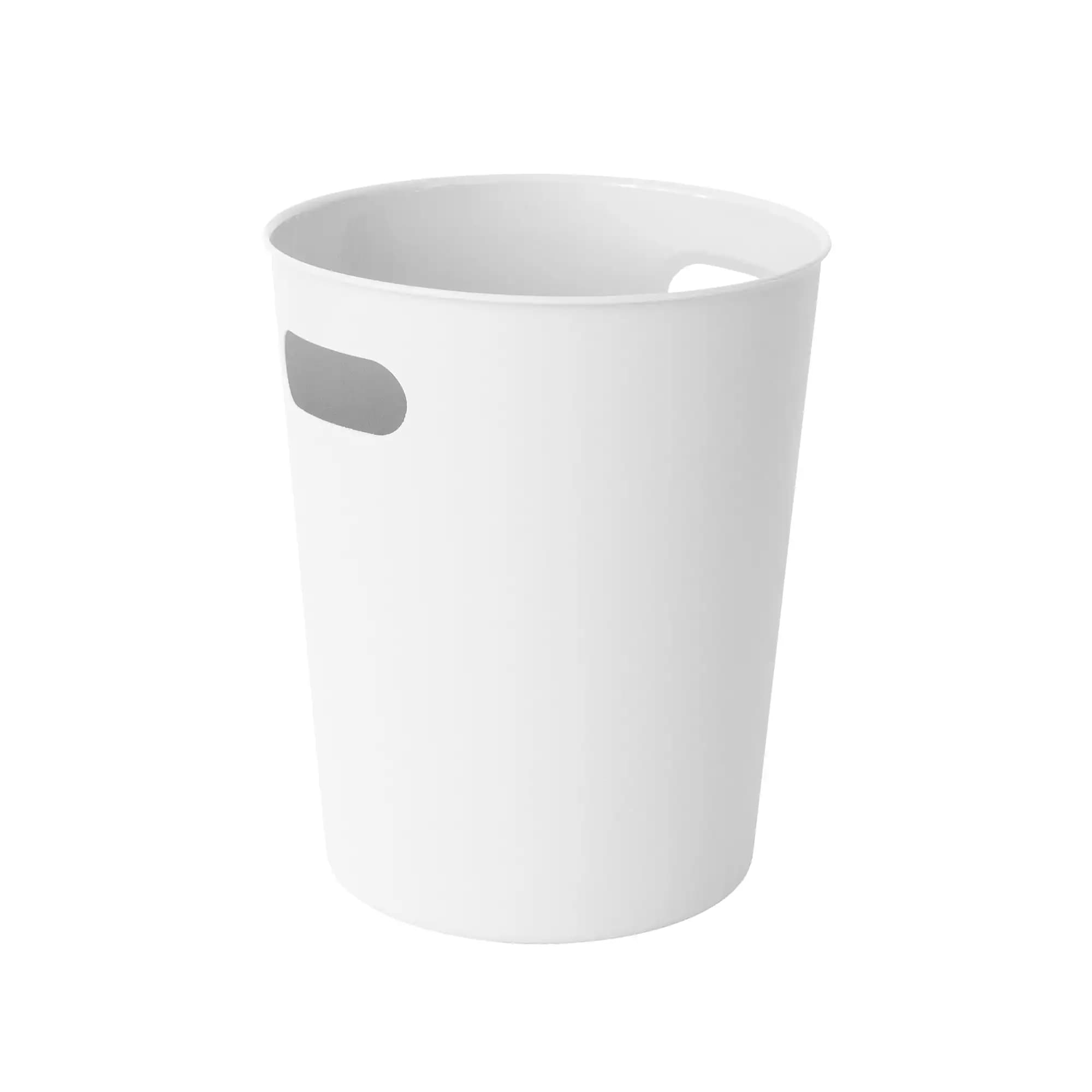 Basic 2.64 Gallon Plastic Trash Can - Compact Wastebasket with Cut-Out Handles, White