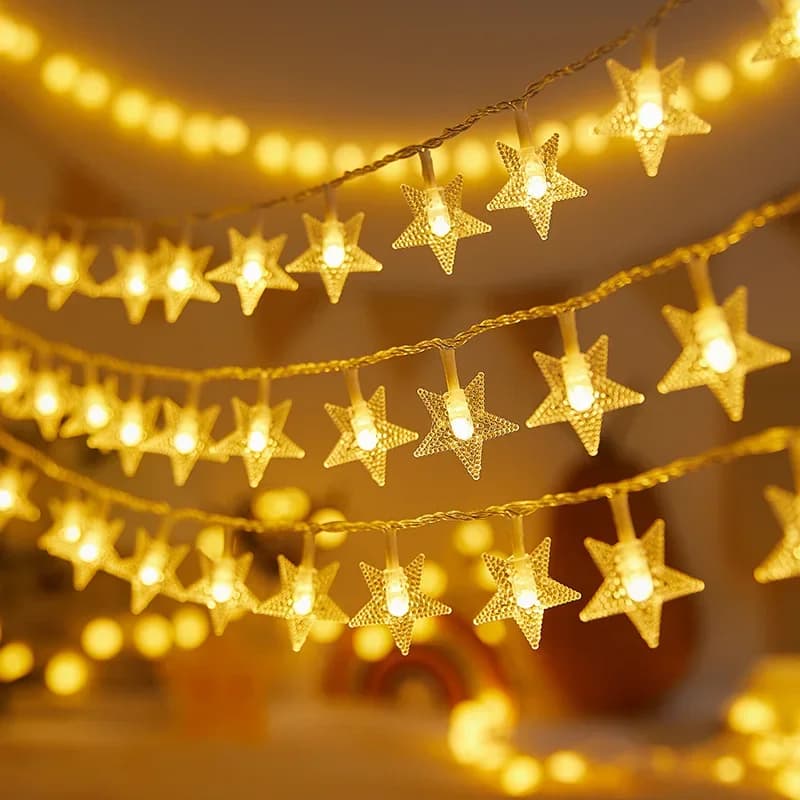 Luci a Stringa LED 1.5M/3M/6M/10M, Catena di Luci a Stella, Ghirlanda Luminosa, Lampade a Bulbo, Luci Fatate per Feste, Casa, Matrimoni, Giardino, Decorazioni Natalizie