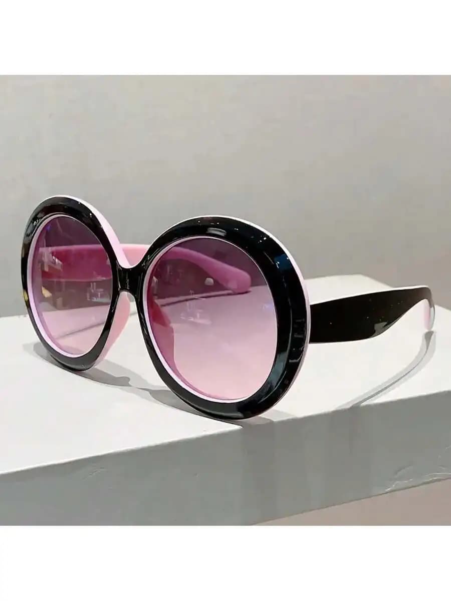Women's Large Round Frame Glasses - Black Frame Non-Prescription Decorative Glasses, Retro Modern Daily And Special Occasion