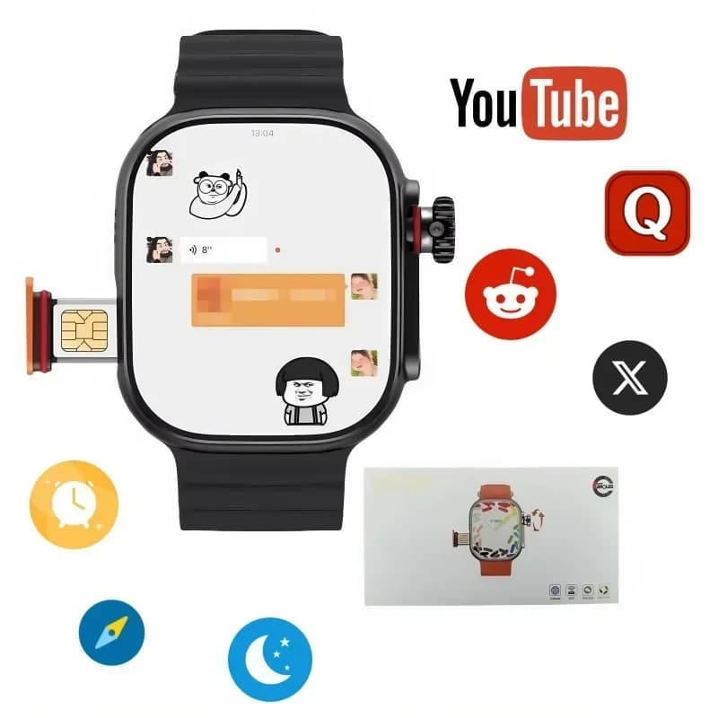 Smart watch for man and woman 4G SIM Card Wifi GPS phone NFC Android 180 ° Rotating action camera