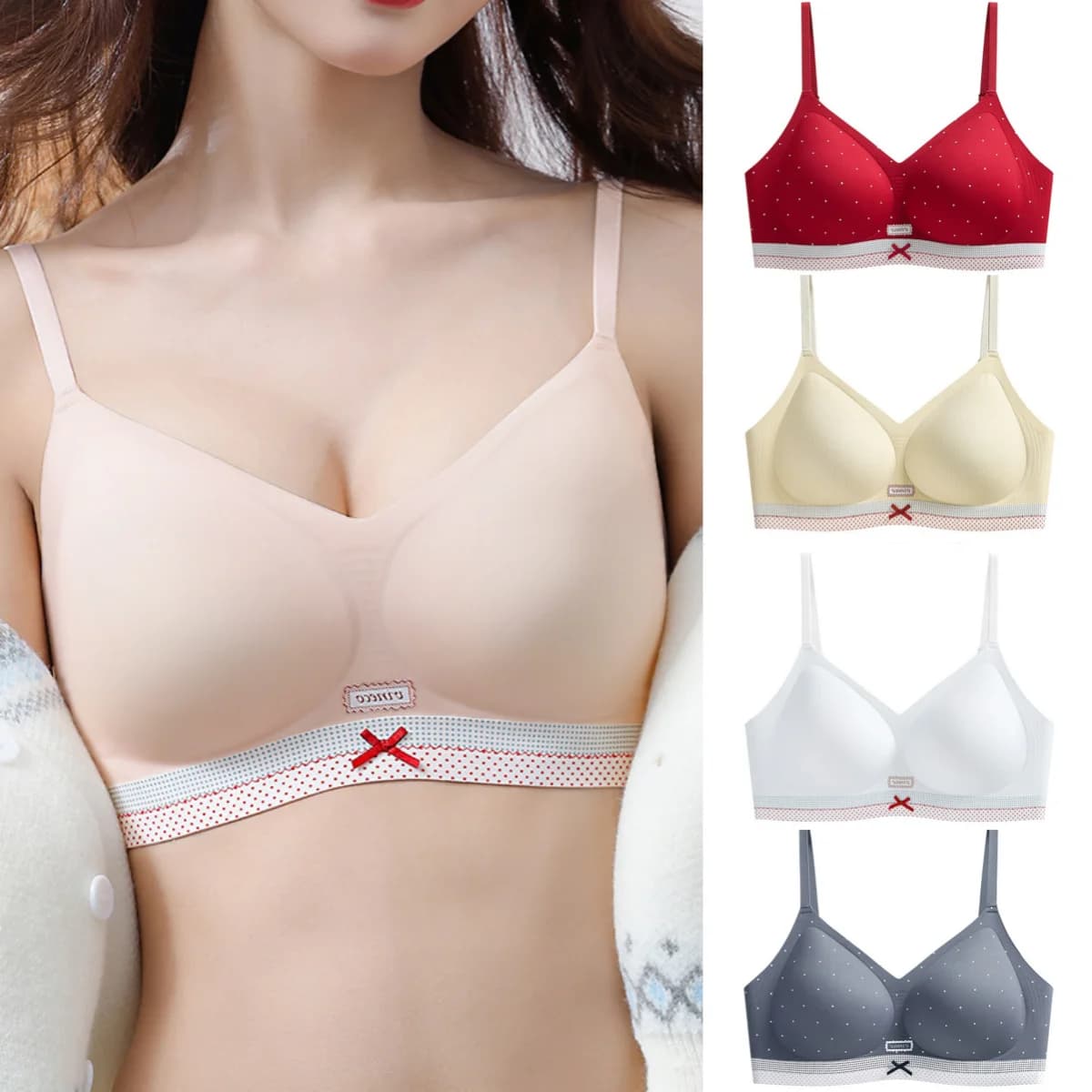 Reggiseno Classico Senza Cuciture con Contrasto di Colore e Patchwork, Intimo Traspirante e Modellante per Donne
