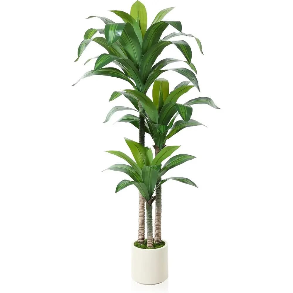 1.5 m high Artificial Dracene with White Vase, Interior Decorative Plant for Living, Portico or Home Office