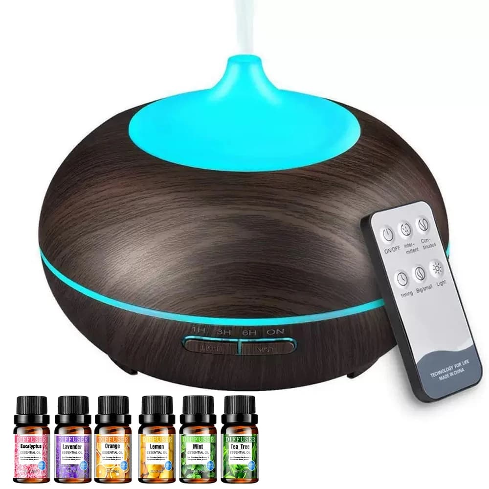 Diffusore e umidificatore di oli essenziali da 550 ml Spegnimento automatico, 4 impostazioni timer, perfetti per camere da letto di grandi dimensioni, soggiorni e uffici