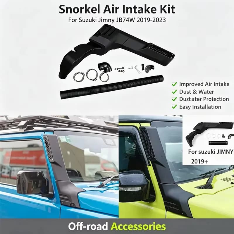 Off‑Road Snorkel Air Intake Kit & Fender Flares Wheel Arch Trim Combo For Suzuki Jimny JB74 JB74W JC74 3/5‑Door 2019+ Accessorie