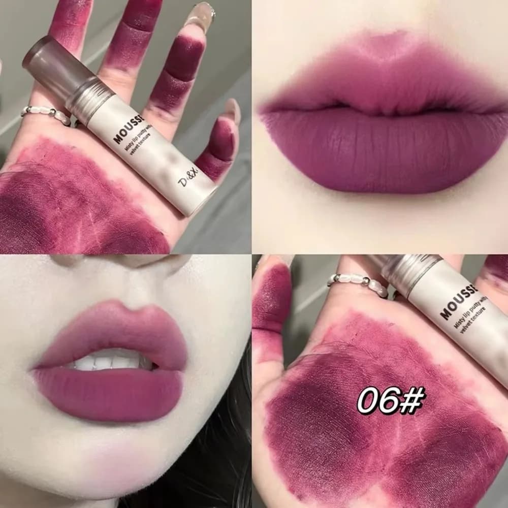 New Cool Black Lip Mud Silky Smooth Mousse Matte Women Lipstick Caramel Brown Non-stick Cup Lip Glaze Holding Makeup