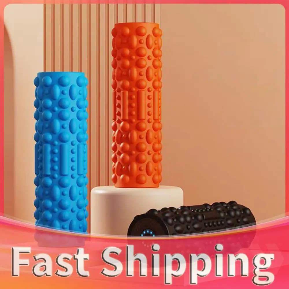 Electric Vibrating Foam Roller Massage Column Rechargeable Exercise Roller 5 Modes Tissue Massager for Bodybuilding