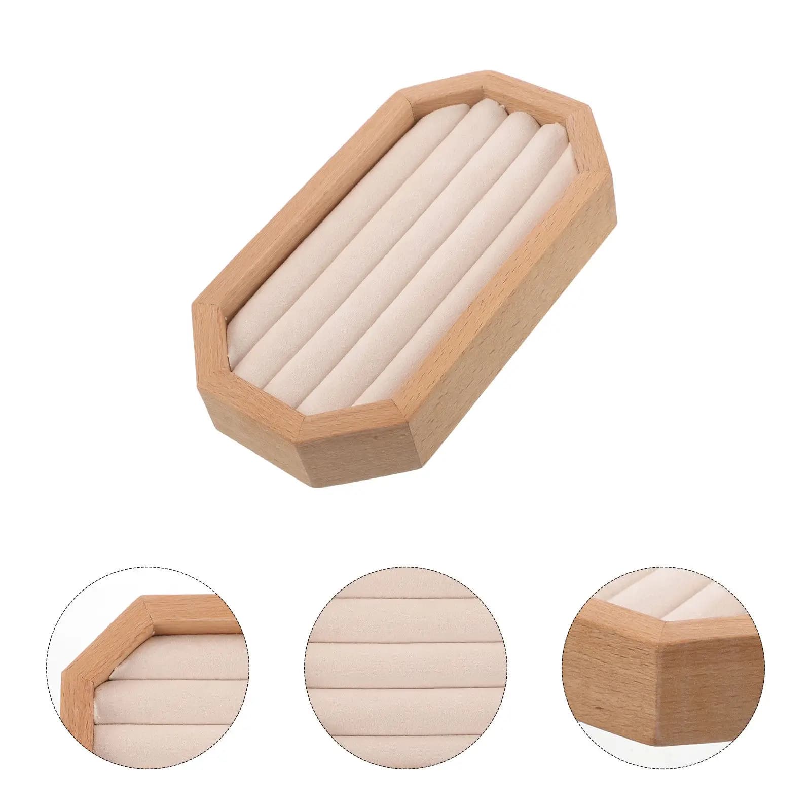 Vassoio Espositore per Gioielli in Legno, Porta Anelli e Organizzatore per Orecchini, Costruzione in Legno Naturale per l'Organizzazione della Toeletta in Camera da Letto