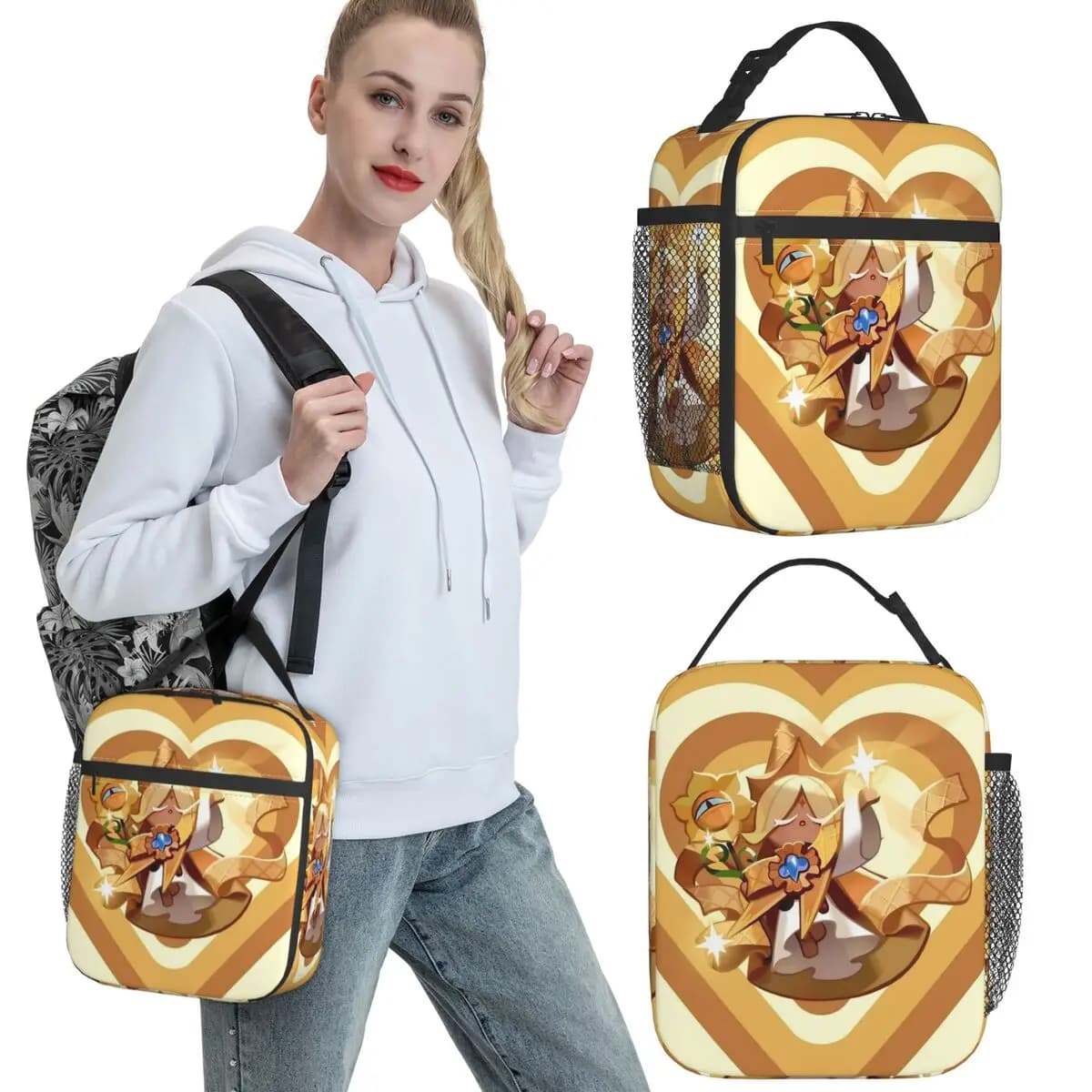 Borsa termica per il pranzo Pure Vanilla Cookie Insulated Lunch Bag Cookie Run Kingdom, contenitore per alimenti, contenitori termici riutilizzabili per la scuola e l'ufficio