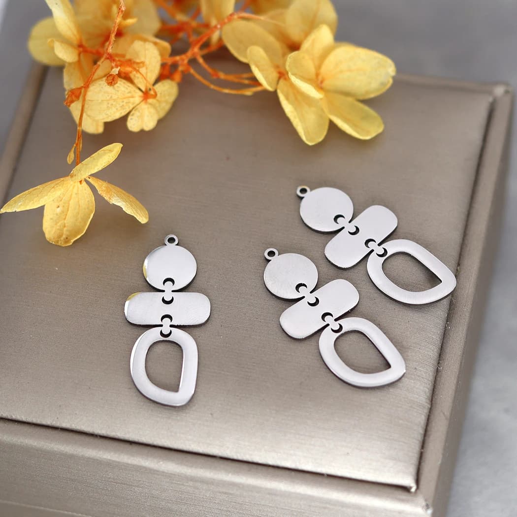 3pcs Geometric Irregular Charms for Jewelry Making Supplies Stainless Steel Pendants DIY Earring Necklace