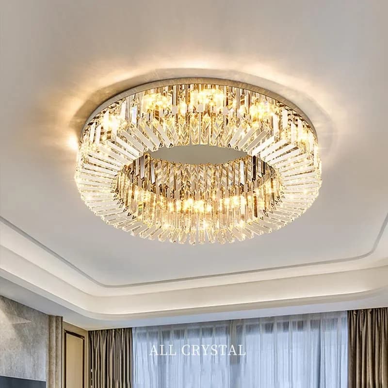 Modern Luxury Crystal Ceiling Lamp Bedroom Dining Living Room Chandelier Gold LED Ring Light Home Decoration Lighting Fixtures