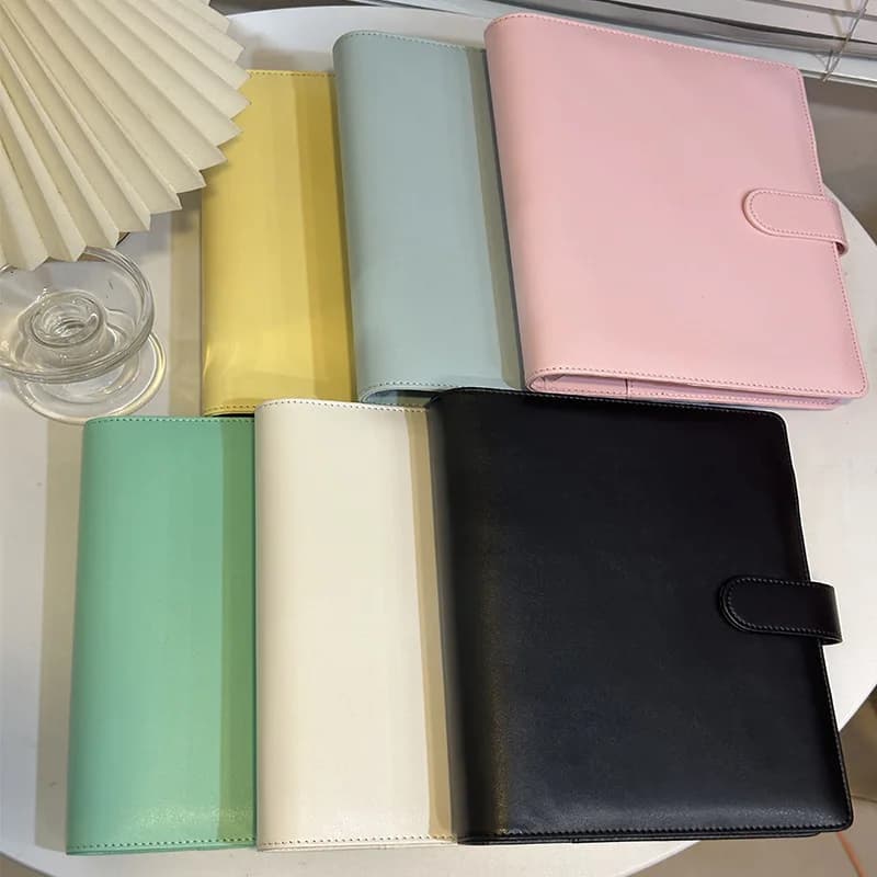A6/A5 Macaroon 18 Colors PU Leather DIY Binder Photocards Collect Book Diary Agenda Planner Cover Album Stationery