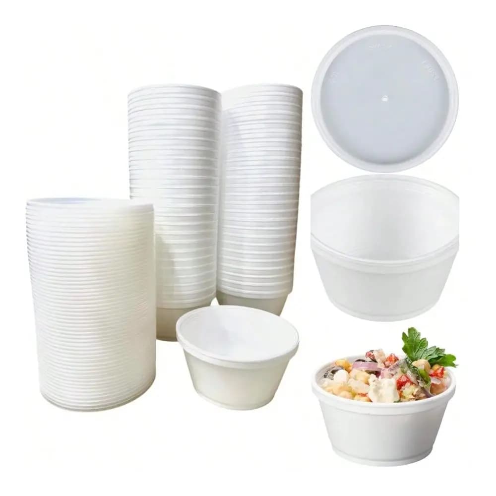 Contenitore in Schiuma Personalizzabile da 8 Once con Coperchio Ventilato, 50 Contenitori per Alimenti Caldi e Freddi con Coperchi Abbinati, per Dessert e Yogurt