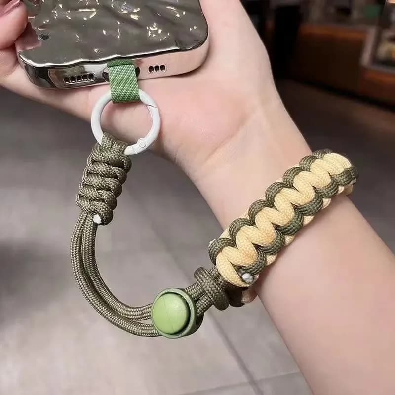 Cinturino da polso universale per cellulare, intrecciato a mano, regolabile, per sport all'aperto, pratico, sicuro, anti-caduta.