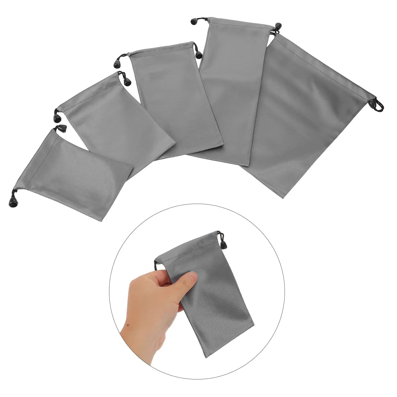 5 Pezzi Piccole Borse Organizer con Coulisse per Cavi, Power Bank, Cavi USB, Custodie da Viaggio e da Scrivania in Nylon