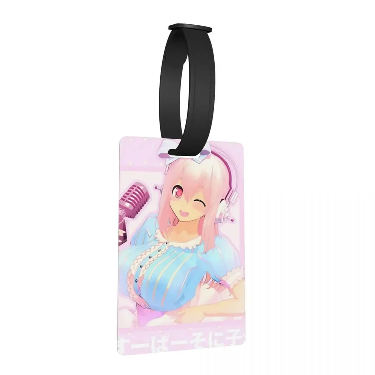 Cartoon Super Sonico Gioco Ragazza carina Etichette per bagagli Accessori per valigie Bagagli di moda Etichetta d'imbarco Porta etichette ID Nome Indirizzo