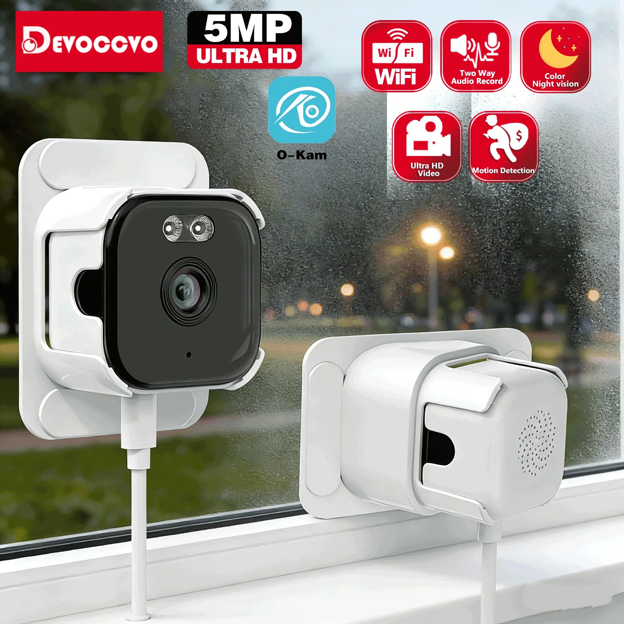 5G WiFi 5MP Finestra Videocamera di Sorveglianza Telecamera di Sicurezza Domestica Interna Visione Notturna a Colori Rilevazione di Movimento Sicurezza Wireless