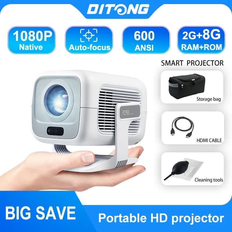 DITONG X3Plus Proiettore HD Nativo 1080P supporto 4K WIFI6 BT5.4 Mini proiettore portatile Android proiettore video home theater a led