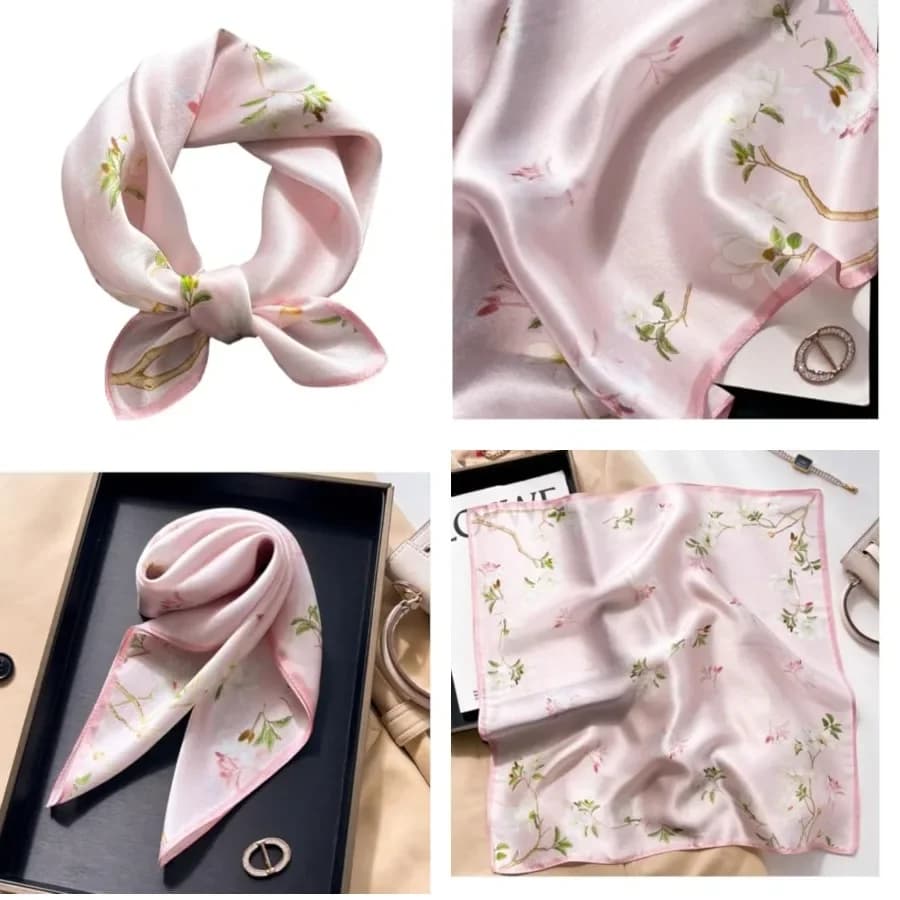 MEISEE Sciarpe in seta di gelso da donna, piccole sciarpe quadrate 21 x 21, foulard leggero e traspirante, sciarpa per la testa