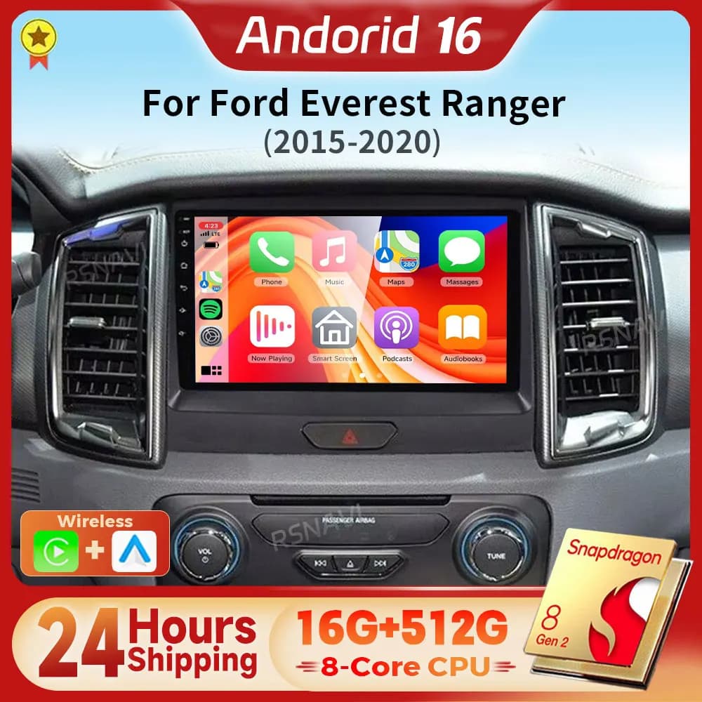 Autoradio Android 16 con Carplay, Schermo 2K, Lettore Multimediale per Ford Everest Ranger 2015-2018, 2din, Spedizione in 24 Ore