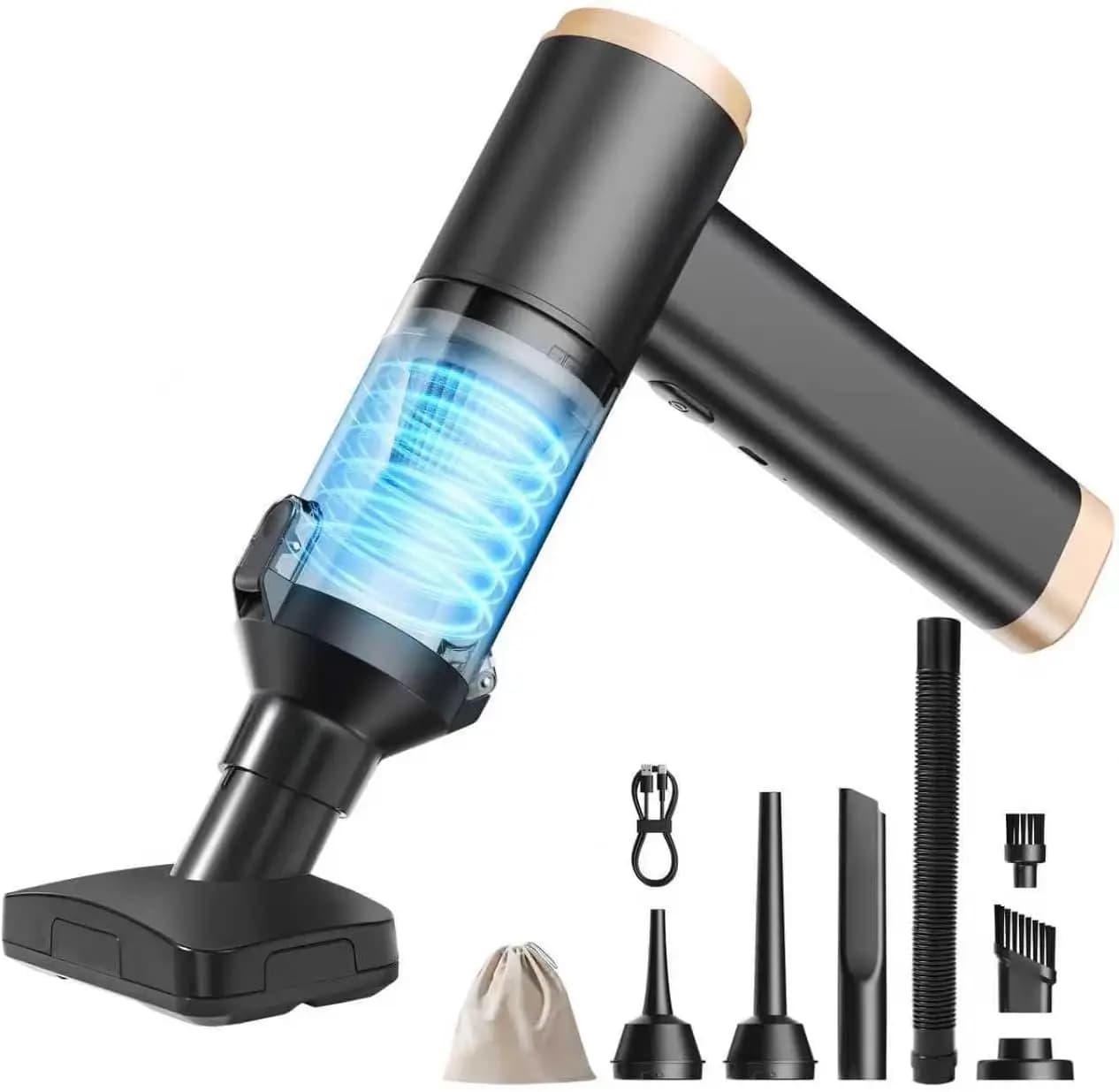 Aspirapolvere per Auto Senza Fili 140W 19000Pa, Potente Aspirazione, Motore Brushless, 40 Minuti di Autonomia, Portatile per Casa, Ufficio e Animali Domestici
