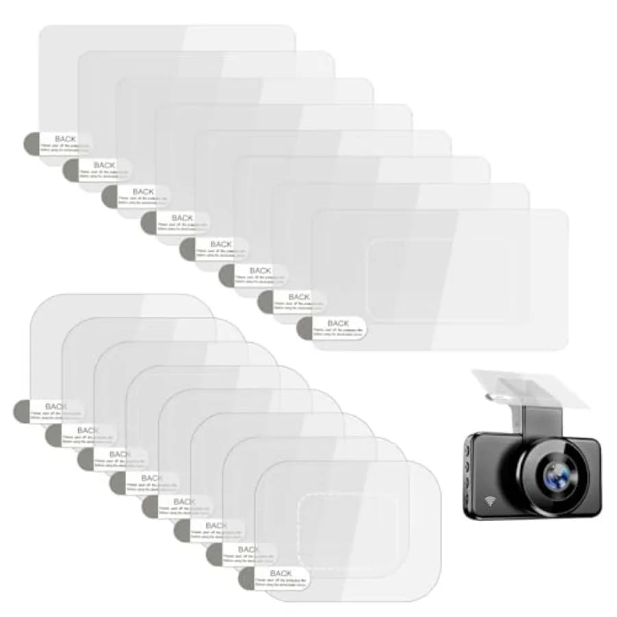 16 Pezzi di Pellicola Elettrostatica per Dash Cam, Protezione Trasparente per Parabrezza, Cuscinetto Adesivo Riutilizzabile a Doppia Faccia per Prevenire Graffi