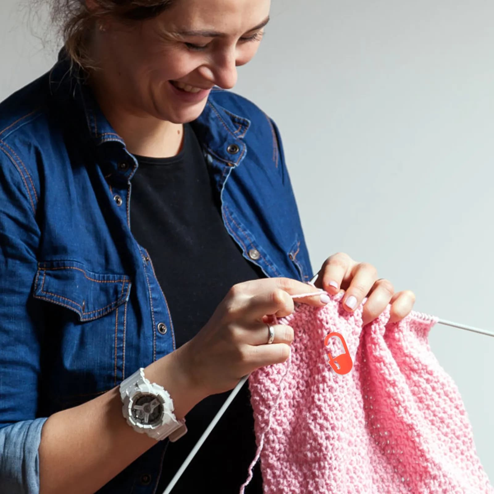 50 Pezzi Marcatori per Punti di Lavoro a Maglia, Clip Bloccanti per Uncinetto, Bordi Lisci, Flessibili, Accessori Fai-da-Te per Cucito e Artigianato, per Marcatura Modelli