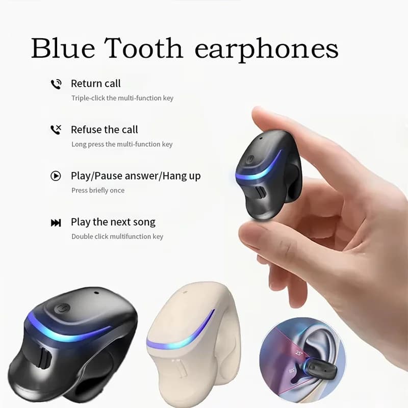 Wireless Bluetooth 5.3 Headset Talking Clip-On Earphone Long Time Wear Ultra Long Battery Life Headphones For iPhone Huawei OPPO